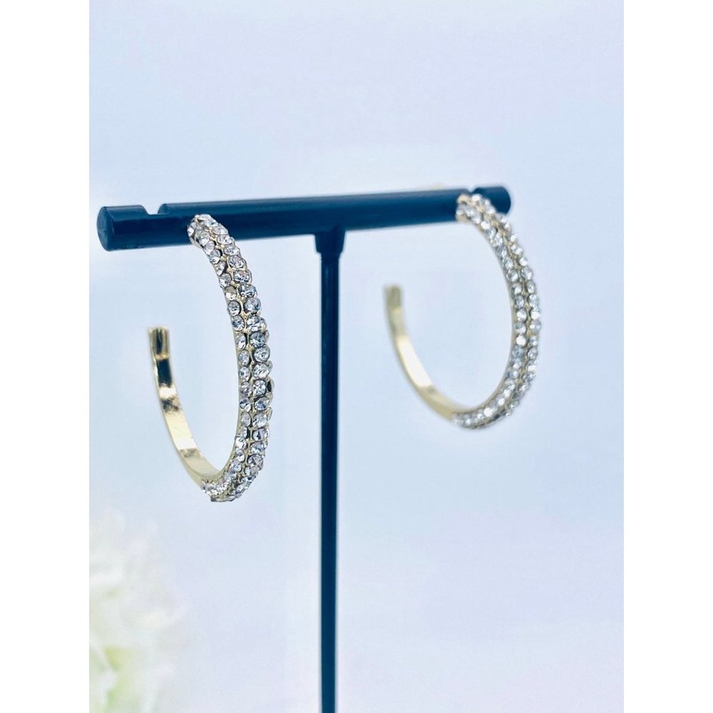 Cz encrusted gold hoops